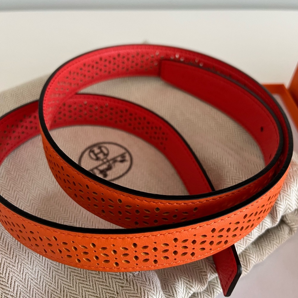 Hermes Reversible Belt - New, Never Worn Orange and Rose Jaipur